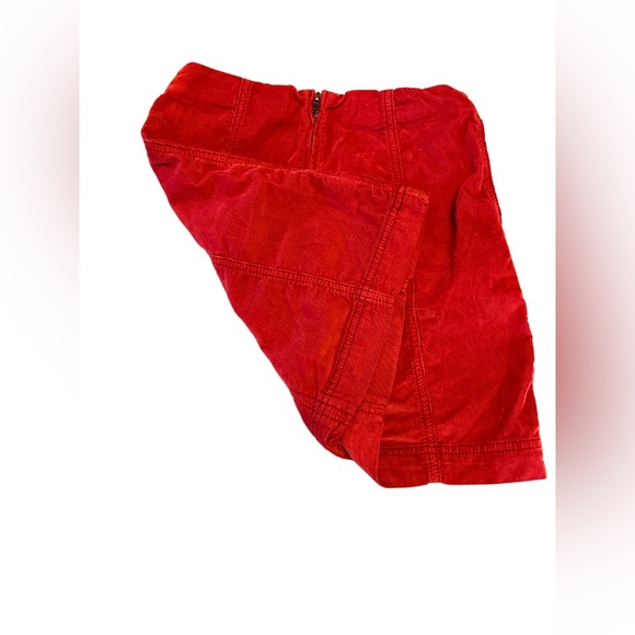Free People Orange Corduroy Zipper Up Mini Skirt Sz 4 - Picture 4 of 5